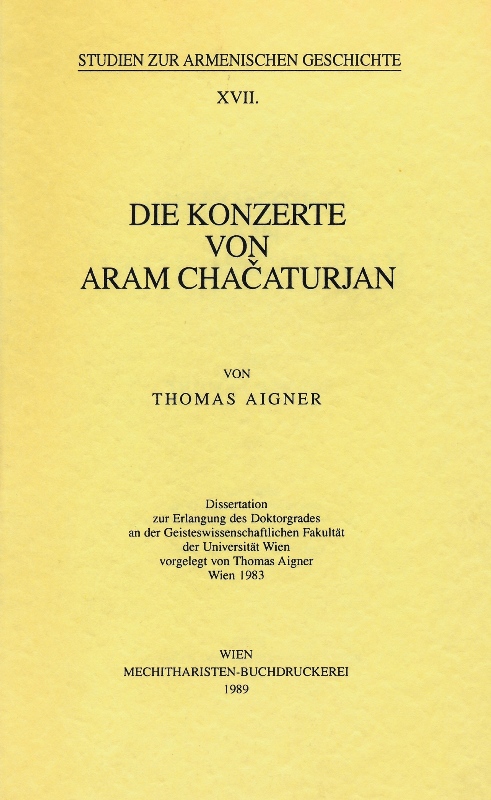 <b>Aigner Th.</b>, Die Konzerte von Aram Chacaturjan